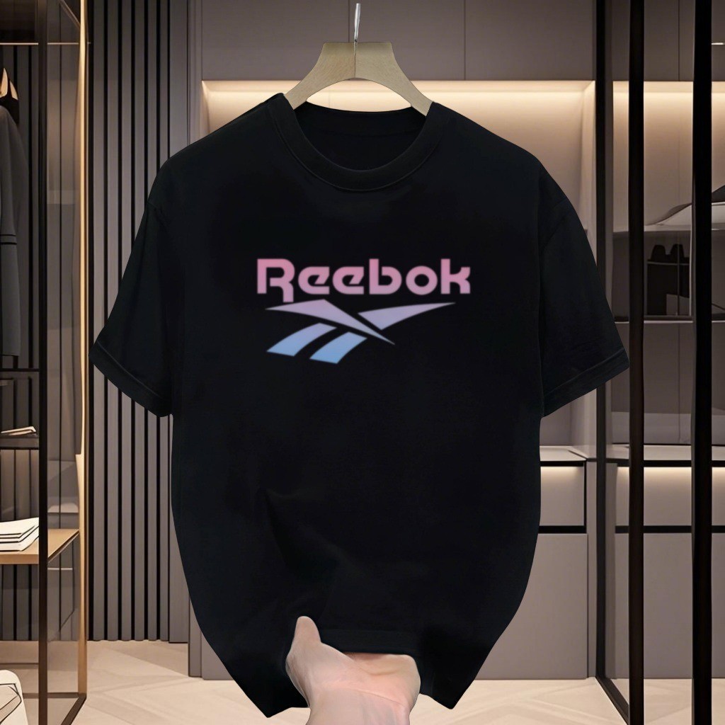 kaos polos T Shirt baju bini orang Kaos Pria kaos pria keren *COD*Reebok Trendi Kaos Baju Cetak Pria