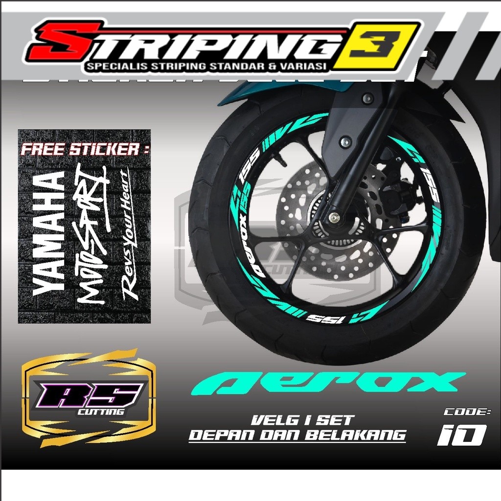 Sticker Velg Aerox- Aksesoris Motor Stiker Lis Velg Honda All Aerox Skotlet Sticker Lis Pelek List B