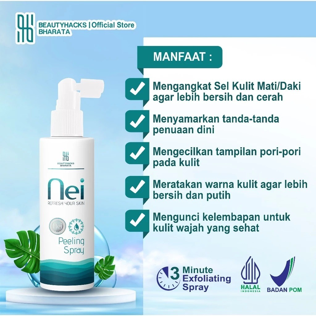Perontok Daki dan Kulit Mati NEI Peeling Spray Penghilang Daki dan Memutihkan Leher Selangkangan