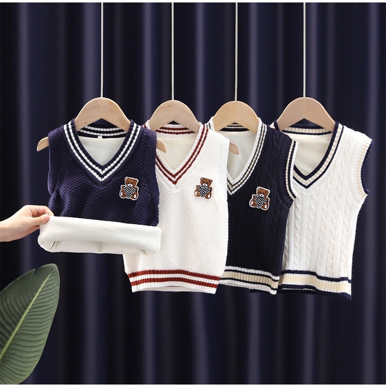 BEARLY - KIDS THERMAL KNIT VEST WINTER AUTUMN OUTFIT ROMPI SERAGAM RAJUT ANAK PEREMPUAN LAKI