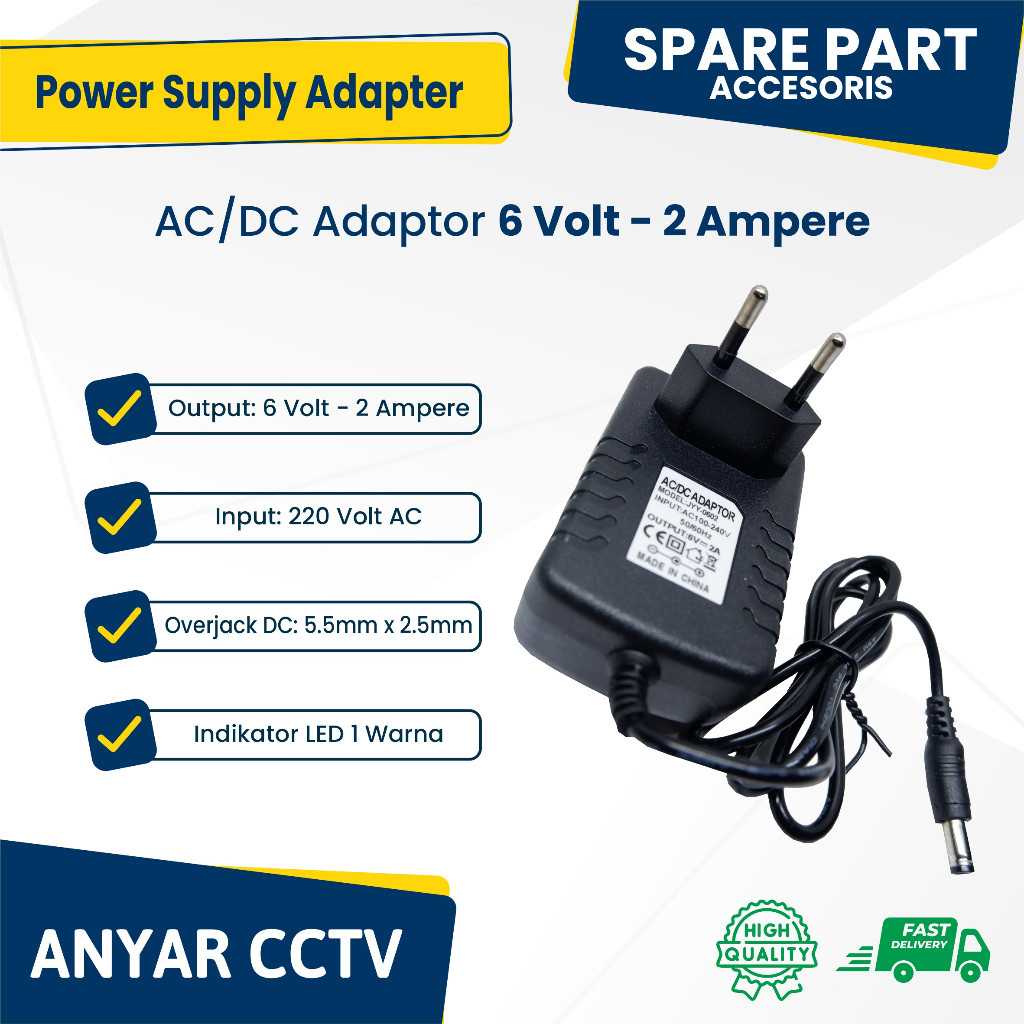 ADAPTOR 6V 2A MURNI POWER SUPPLY ADAPTOR 2A 6V