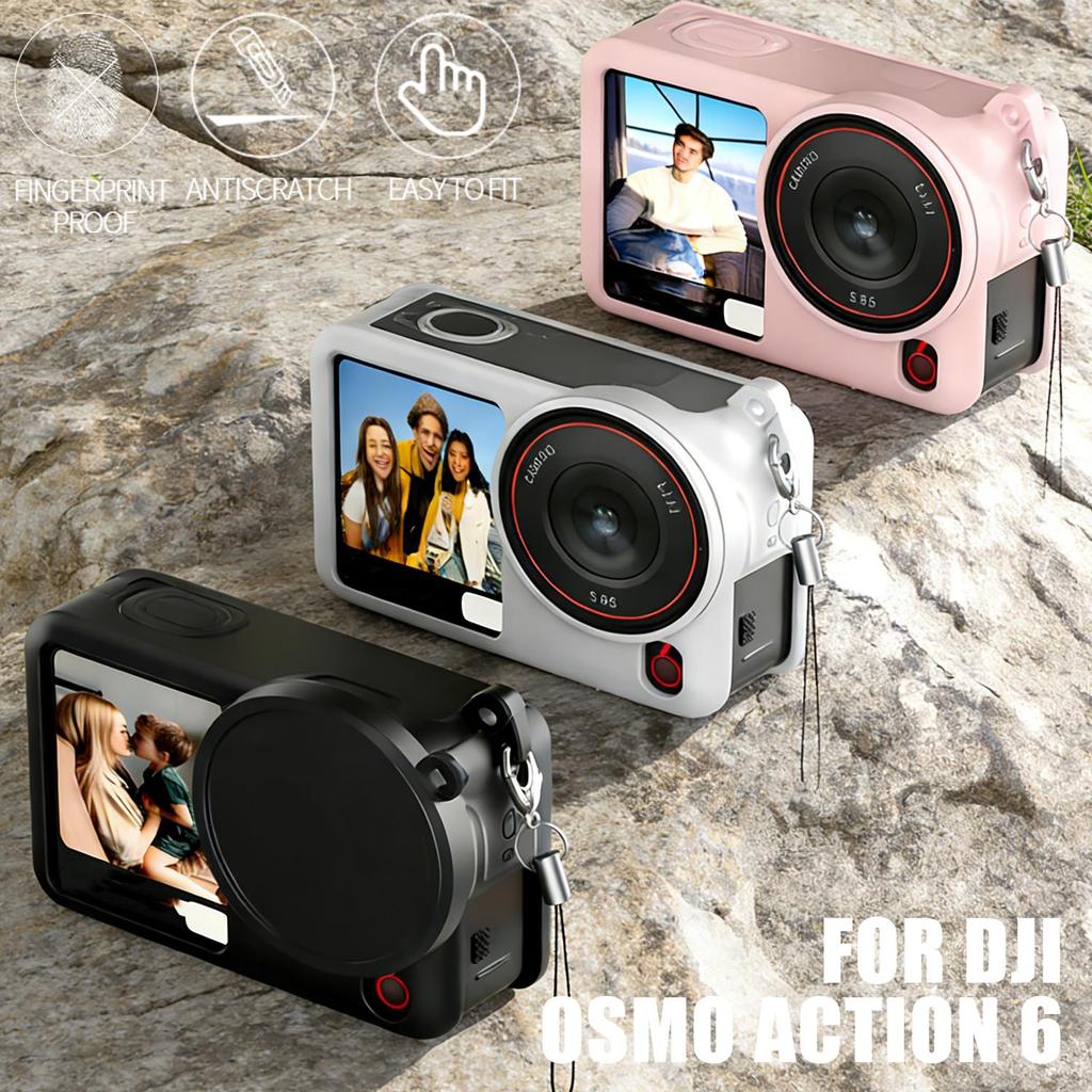 For DJI Osmo Action 6 Action6 Cameras Silicone Case with Rope Anti Scrat Protection Shell Cover For 