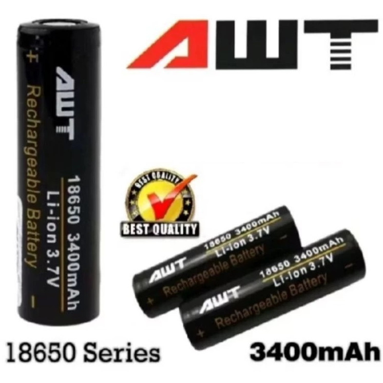 (TM) Battery Baterai AWT 18650 3400mah Black Hitam Batre Baterai