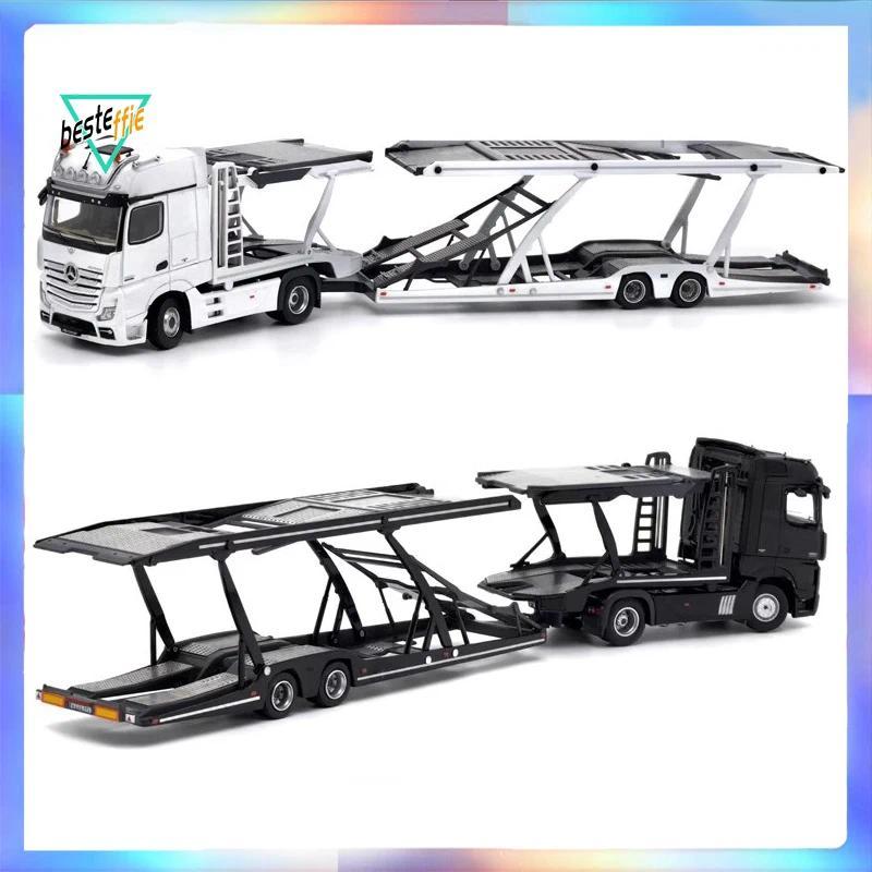 Um/Gcd Car Model Benz 1/64 Actros Double-Decker Transport Trailer Flatbed Car Model Simulation Room 