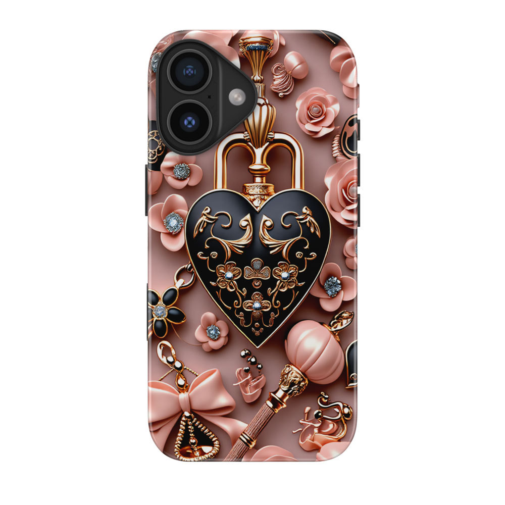 Magnetik Casing Cocok Untuk IPhone 17 16 15 14 13 12 11 Pro Max Air Plus Mini Case Jeweled Lock IMD 