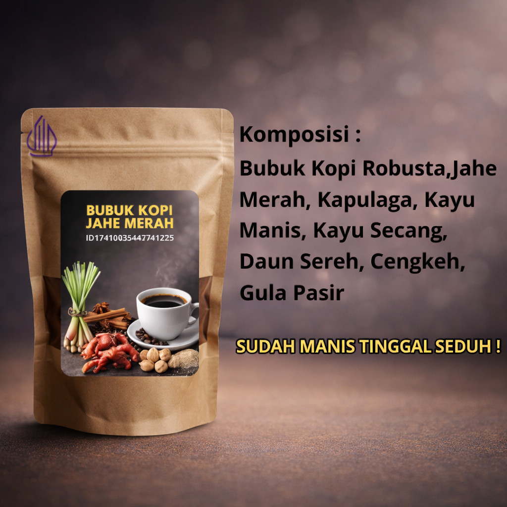 (SS03) Bubuk kopi Jahe merah nikmat hangat dan lezat Kemasan 500 Gram Kopi bubuk jahe merah murah bu