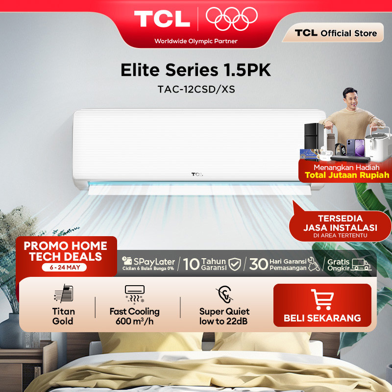 TCL AC TAC 12 CSD/XS 1.5 PK AC [INDOOR + OUTDOOR ONLY] - Free Pemasangan Jabodetabek - Titan Gold - 