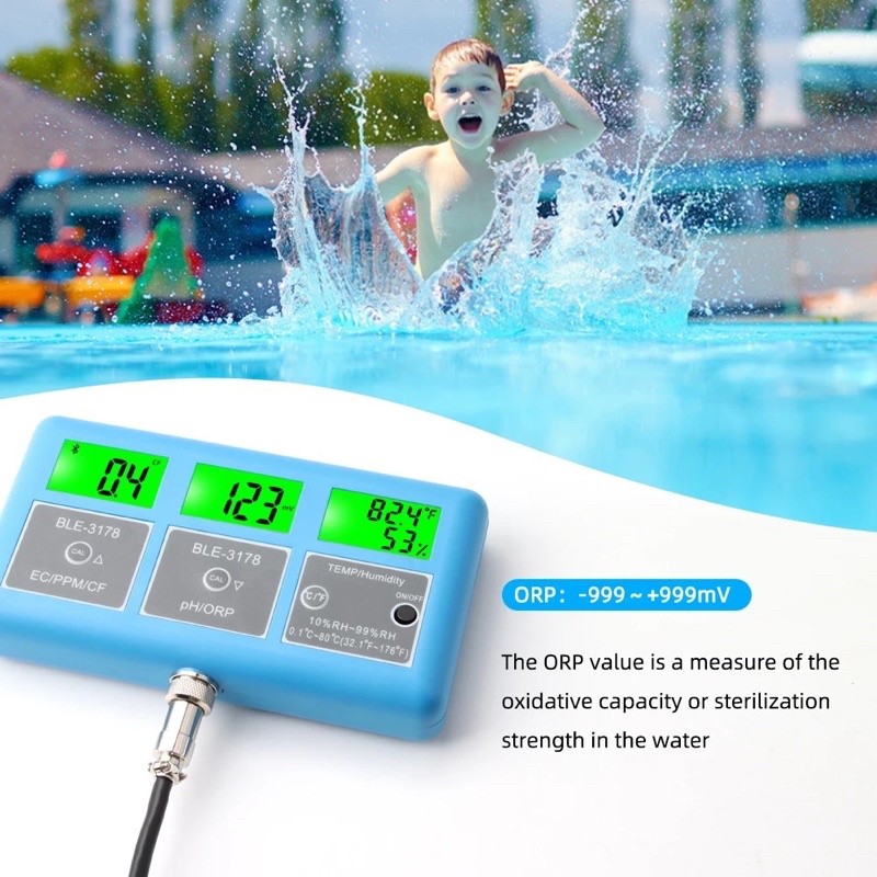 Alat Ukur Kualitas Air 7in1 Bluetooth pH TDS EC ORP CF Kelembapan Suhu Digital Water Tester Aquarium
