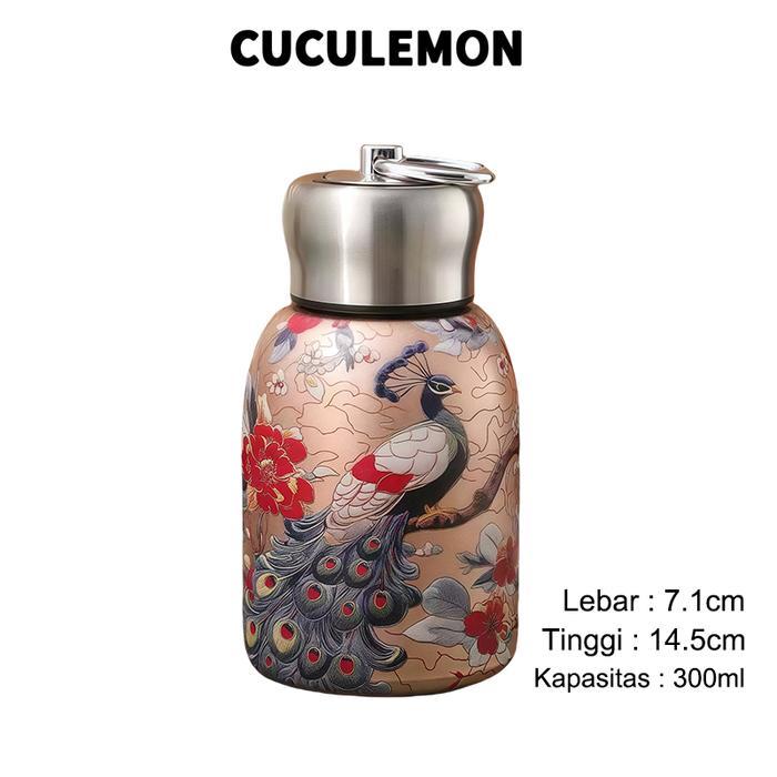 CucuLemon Botol Minum 300ml Thermos Tamler Hot Cool Tumbler Vacuum Silikon Stainless Butterfly Desig