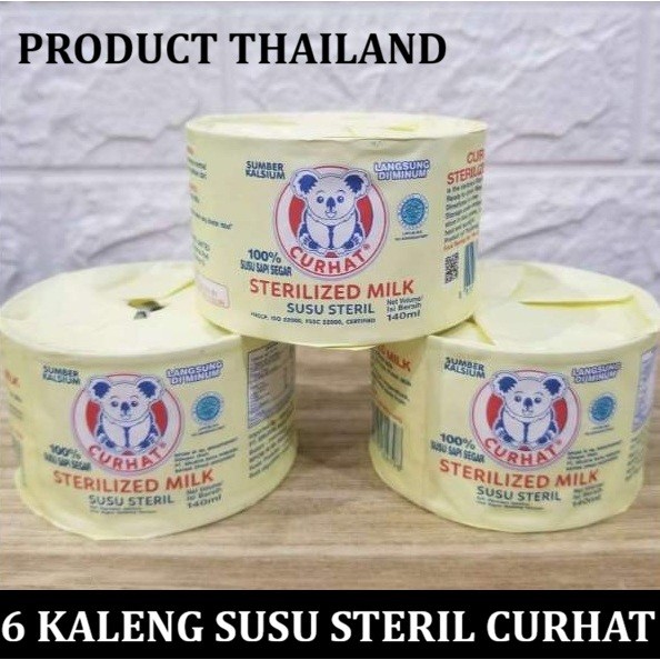 CURHAT Susu Sterilized Milk Susu Kaleng 140ml  Produk Thailand 100% HALAL BPOM