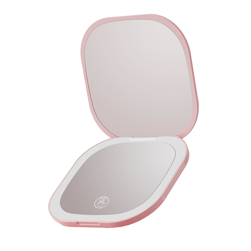 Portable DualSided LED Makeup Mirror with Light Rechargeable Decorative Folng Compact Mirror for Ont