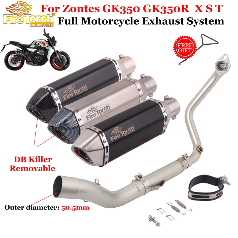 SlipOn For Zontes GK350 GK350R GK 350 X S T Full Motorcycle Exhaust System Escape Mofy Front Link Pi