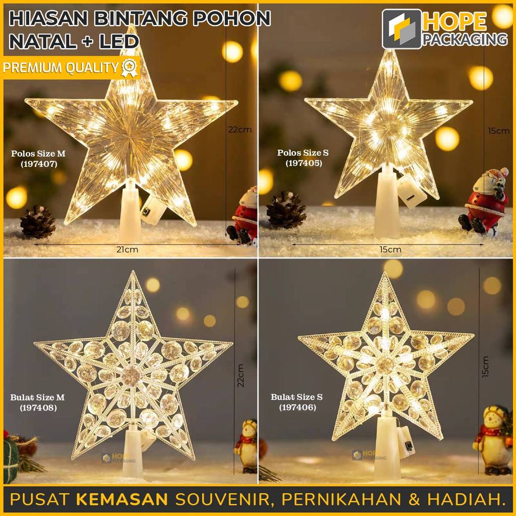 HOPE Hiasan Natal Bunga glitter / Hiasan Bintang Pohon Natal / Hiasan Pohon Natal / Hiasan Natal bun