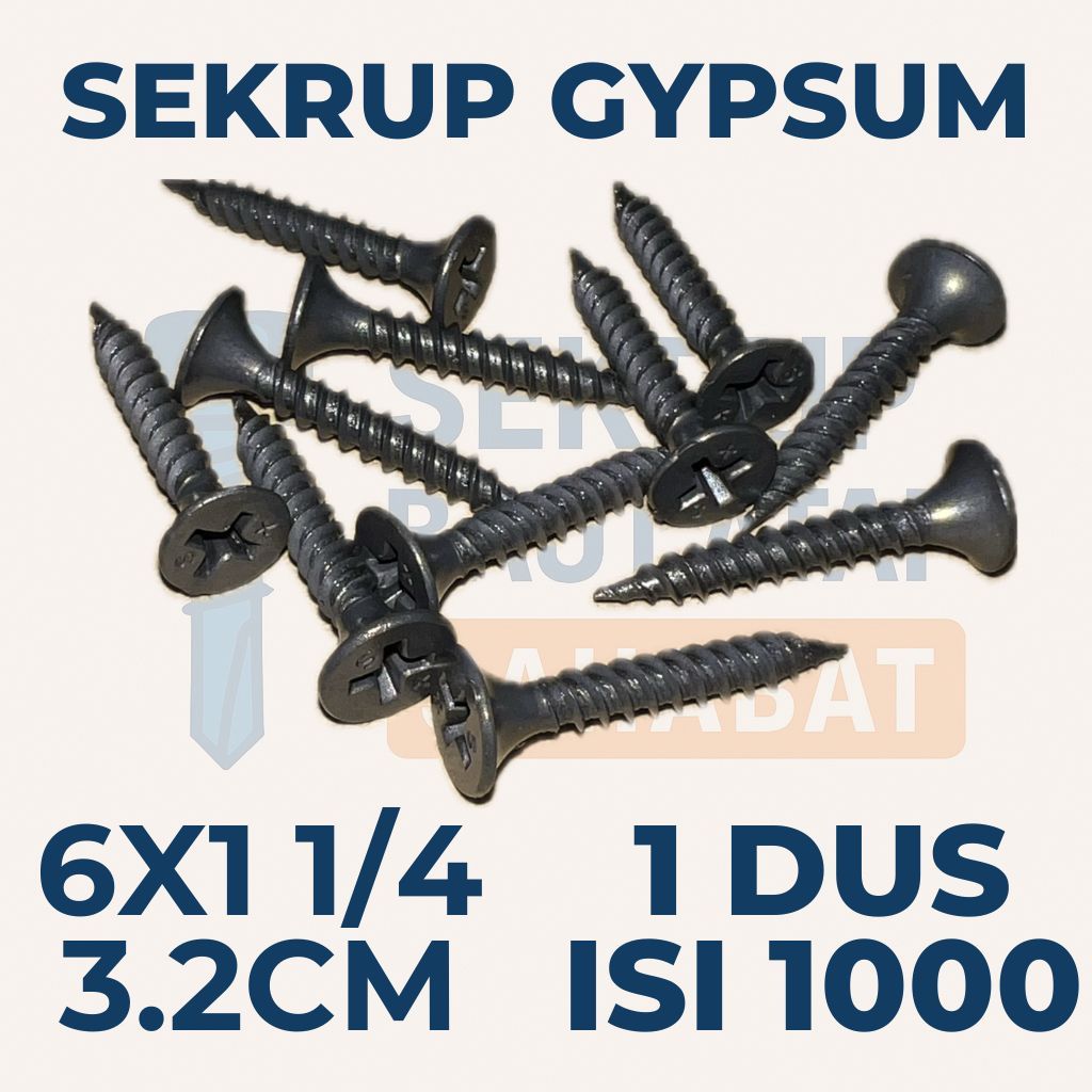 SEKRUP GYPSUM 3.2CM 6X1 1/4  (ISI 1000 PCS) - Sekrup Plafon / Sekrup Holo / Sekrup Hollow / Sekrup R