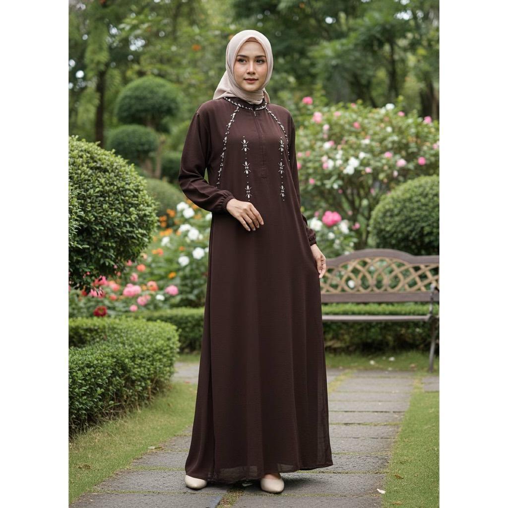 Ayesha dress wanita lebaran haji 2026 model gamis terbaru kondangan simple elegant bahan ceruty baby