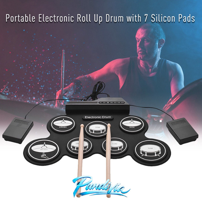 Digital Portabel Drum Roll Drum Elektronik Perkusi Portabel Silicone Hand Roll Drum Kit Drum Jazz US