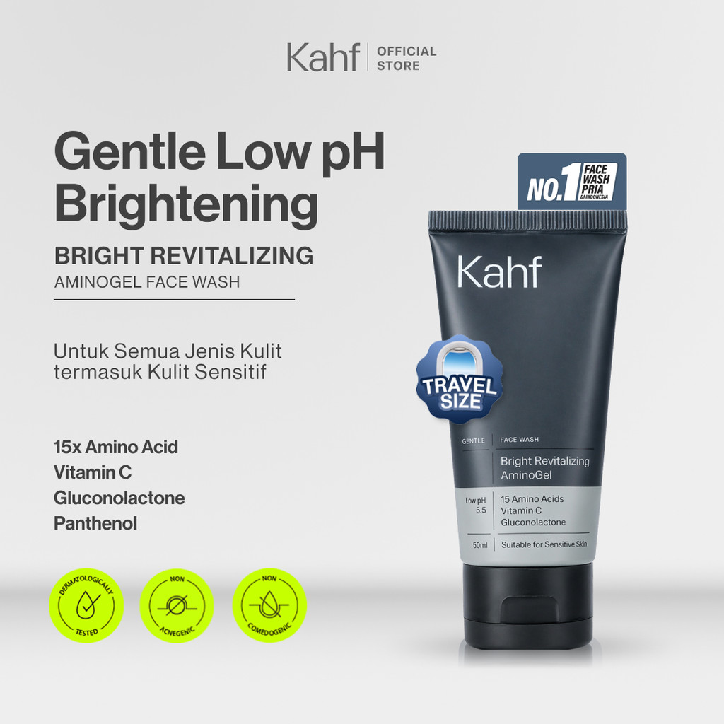 [NEW TRAVEL SIZE FACIAL WASH] Kahf Bright Revitalizing Amino Gel Face Wash 50 ml - Sabun Cuci Muka P