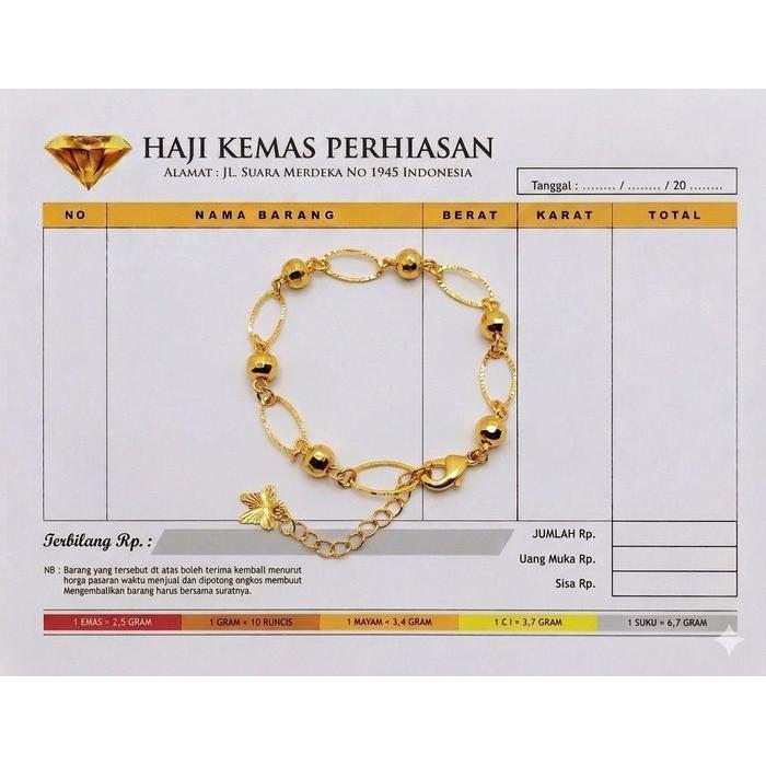 Gelang Dewasa Motif Bola 5gram Emas muda Asli Kadar 875 Ada Surat