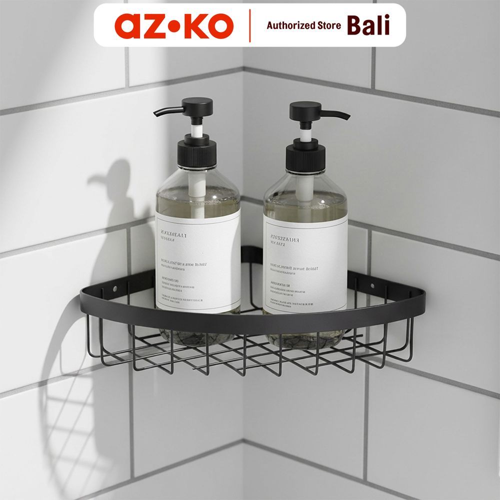 AZKO Stora Rak Sudut Kamar Mandi Rak Dinding Peralatan Kamar Mandi Dekorasi Kamar Mandi Rak Organize