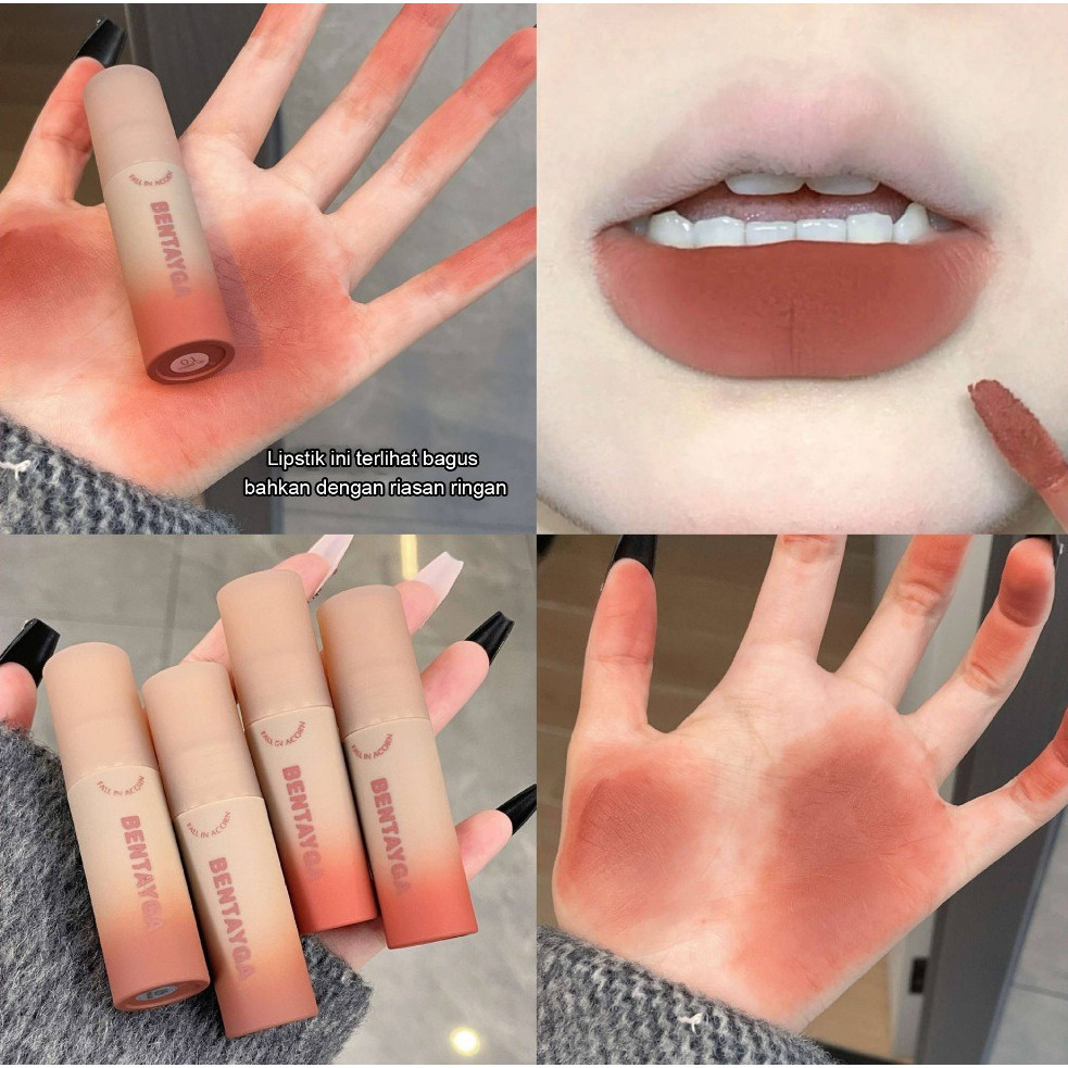 COD Lipstik Matte Velvet Lipcream Korea Waterproof Tahan Lama Warna Chocolate Coklat Merah Gelap