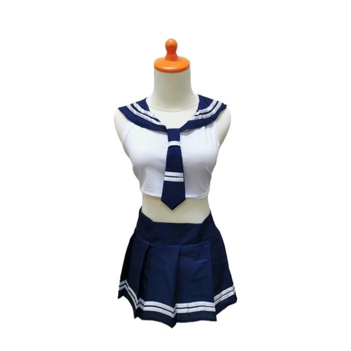 Lingerie Cosplay Set Seragam Sekolah Baju Lucu Pelajar Jepang Student - NAVY