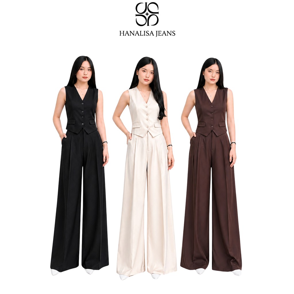 Hanalisa Jeans - Setelan Vest Celana Lavie Pants Kulot & One Set Rompi Wanita Bahan Semiwool Premium