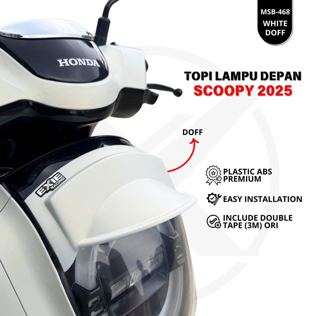 Cover Topi Lampu Scoopy 2025 New - Caplamp Garnish Lampu Depan Motor Exie Art