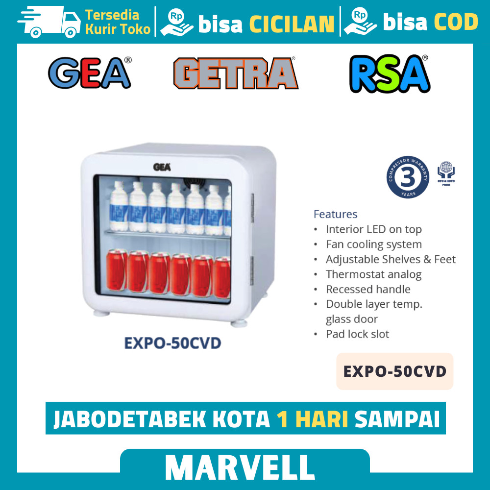 Display Cooler Mini Bar Gea EXPO-50CVD Kulkas Minibar 45Liter Garansi Resmi