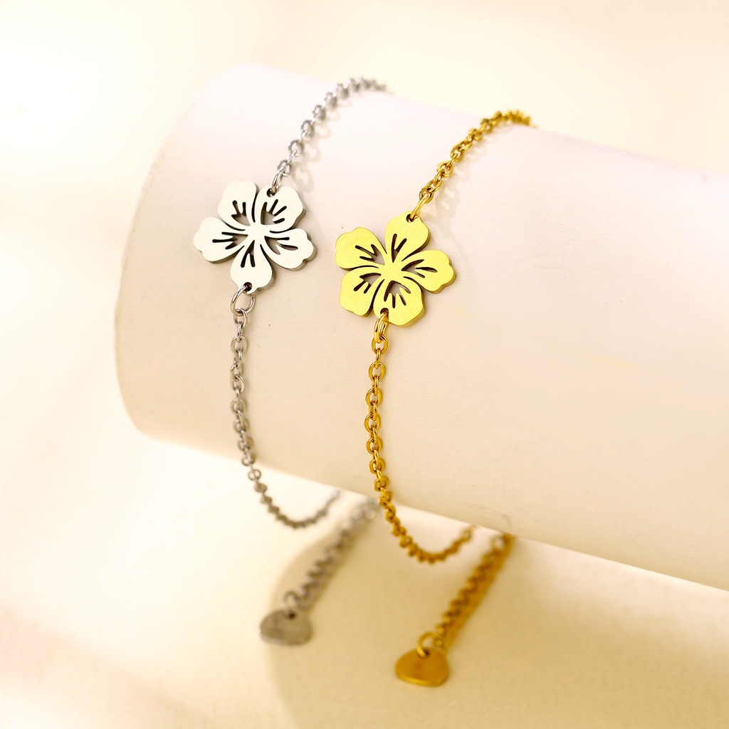 Gelang bunga stainless steel, grosir perhiasan bunga halus