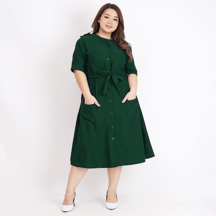 DRESS WANITA BIG SIZE JUMBO 01 HIJAU EMERALD BAJU HAMIL MENYUSUI CASUAL FASHION KOREA STYLE MODEL TE