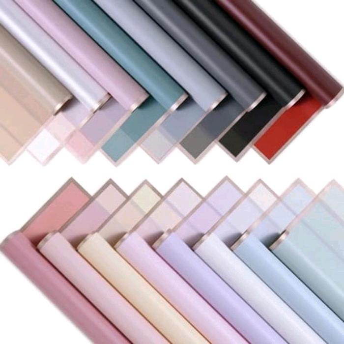 (isi 20 lembar) Cellophane Pastel Frame wrapping flowers bouquet | Kertas Cellophane Gold List - Bla