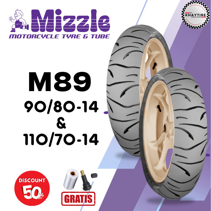 SEPASANG Ban Motor MIZZLE M89 90/80 & 110/70 RING 14 Tubeless