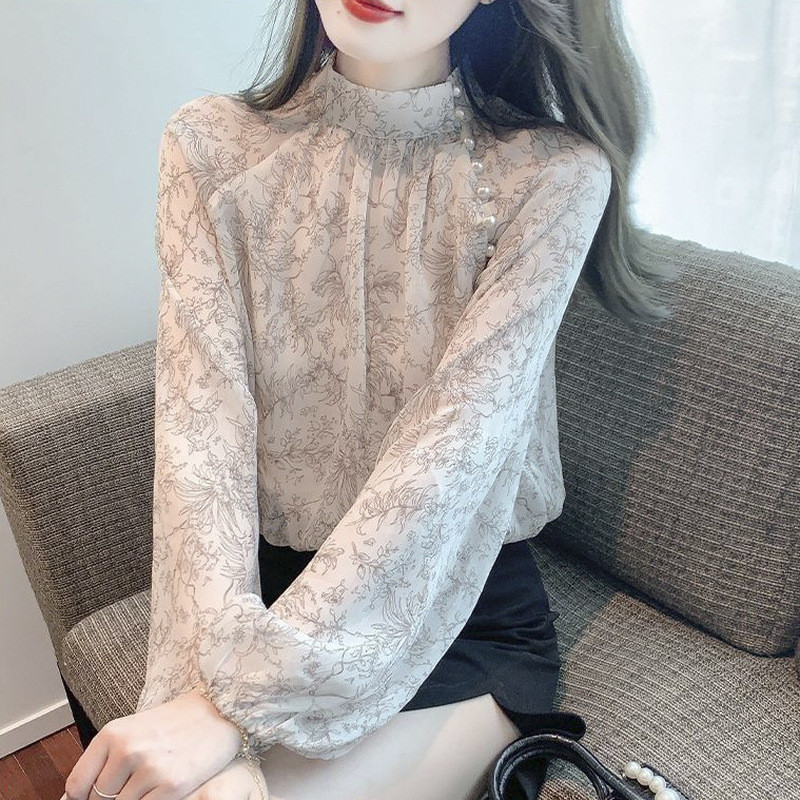 Gaya Cina baru gaya Cina pecah citron dress shirt kemeja mewah vintage wanita atasan fashion baru