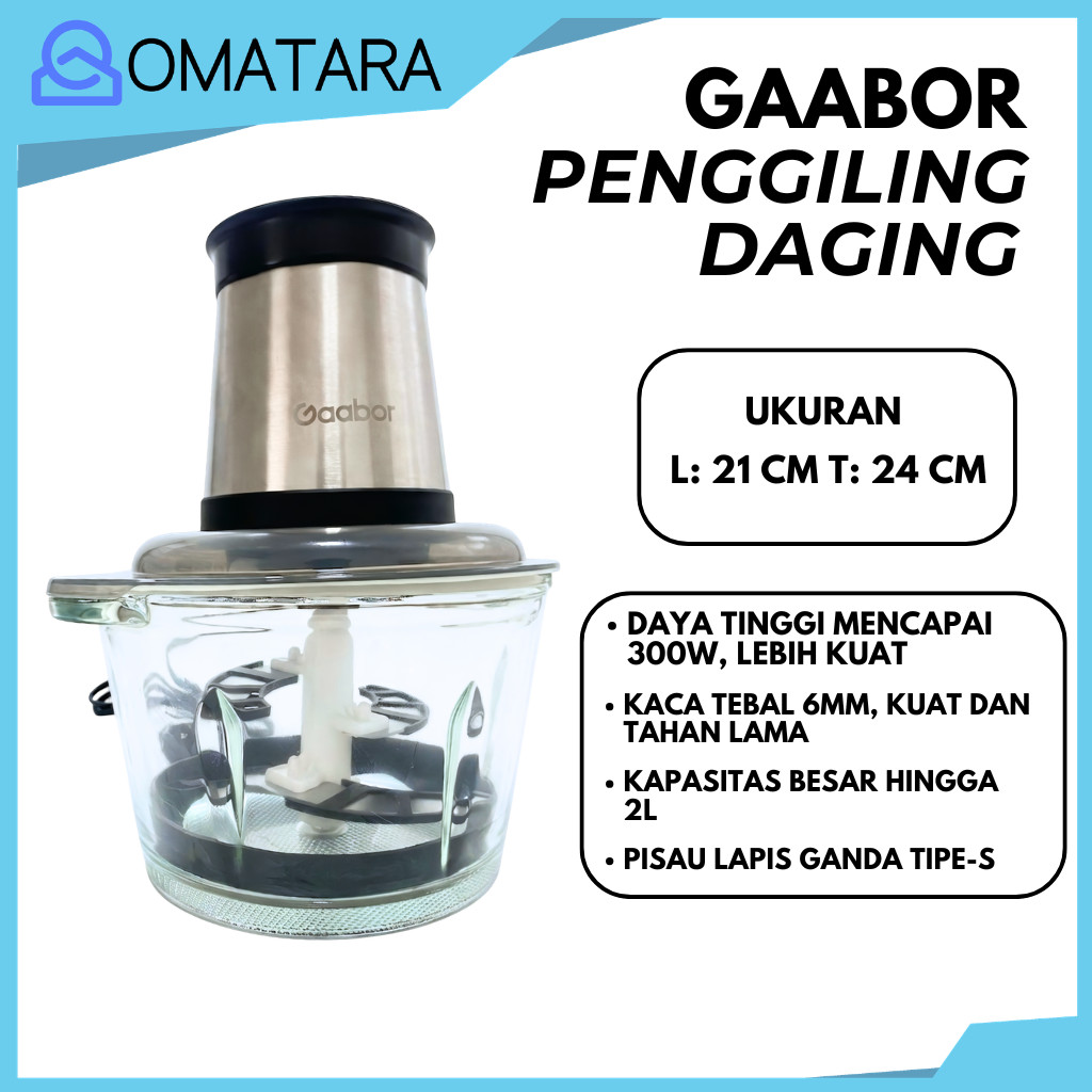 GAABOR Blender Daging Chopper Meat Grinder Sepenuhnya Otomatis Meat Grinder Chopper 2L Penggiling Da