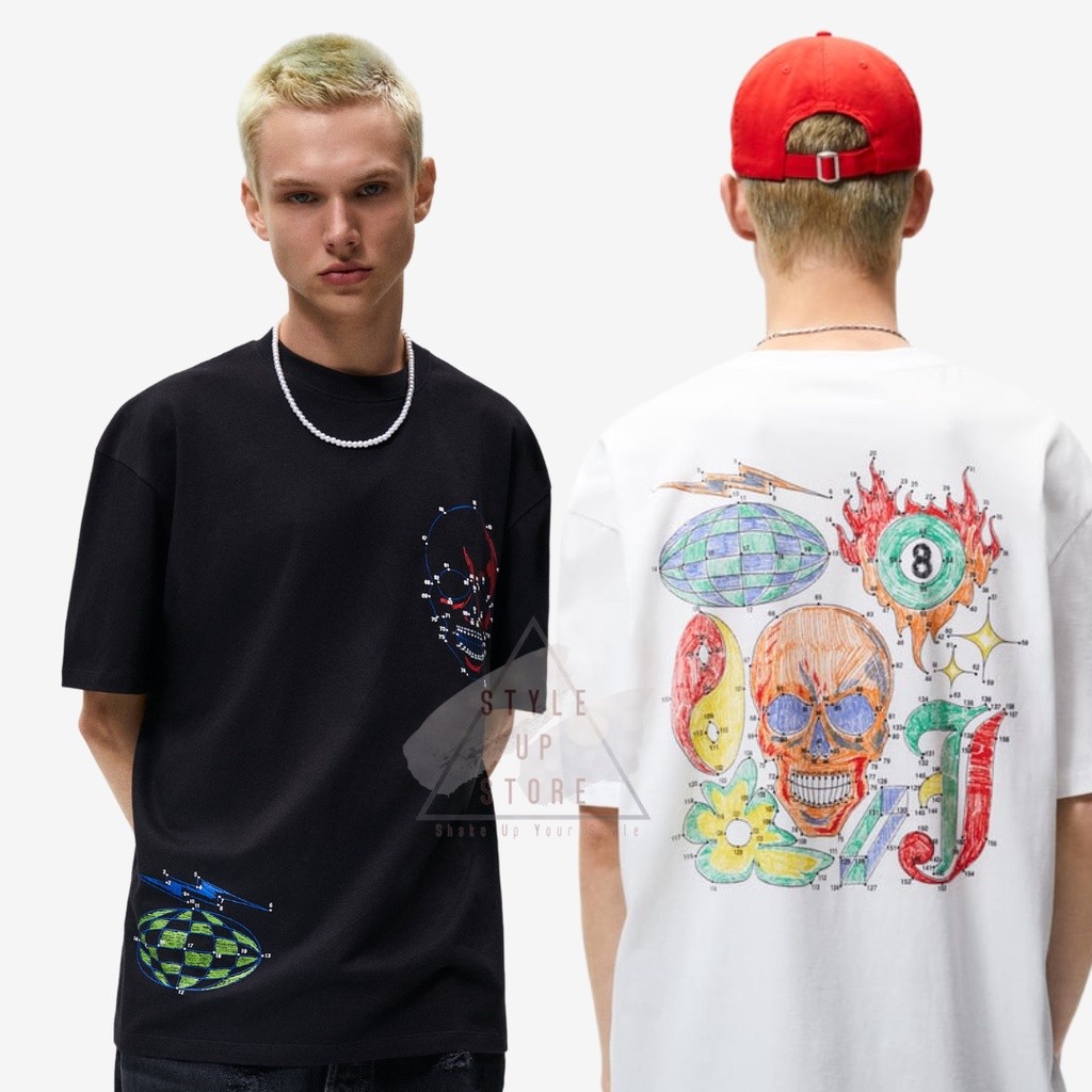 ZARA MAN OVERSIZE TSHIRT SKULL PRINTED