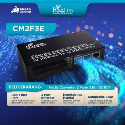 MEDIA CONVERTER 2 FIBER 3 ETH 10/100 HS AIRPO CM2F3E