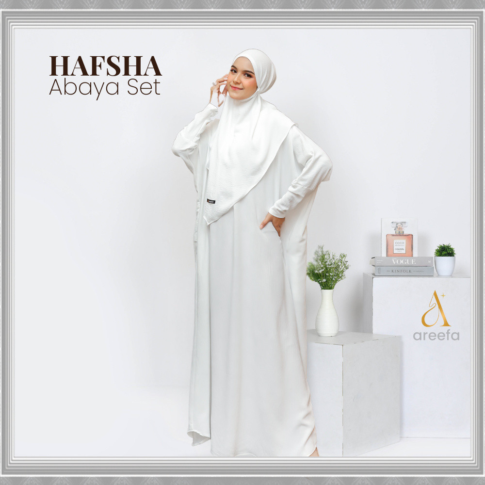 Original Areefa - Abaya Wanita Remaja Aesthetic Putih Mewah Elegan Turkey Gamis Dress Arab Umroh Sya
