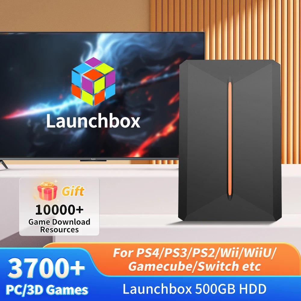 Launchbox 500GB Game Hard Drive Portable Gaming HDD with 3700+PC/3D Games for PS4/PS3/PS2/Wii/WiiU/S
