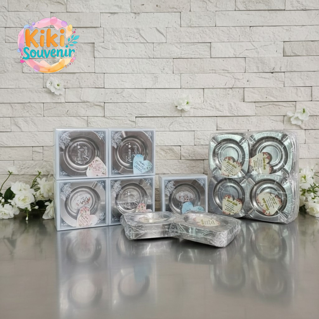 Souvenir Asbak Stainless Steel Anti Karat Murah – Asbak Rokok Souvenir Pernikahan Kemasan Box Mika E