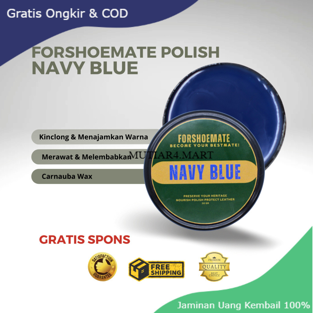 [ BISA COD ] QUALITY FORSHOEMATE Navy Blue 50gr | Semir Pengkilap Sepatu Kulit Biru | Leather Balm L