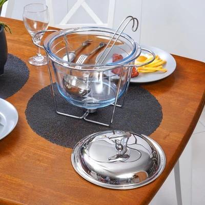 Casserole Chafing Dish Round 4 Ltr Tempat Prasmanan Pemanas Wadah Saji Makanan Food Warmer Stainless