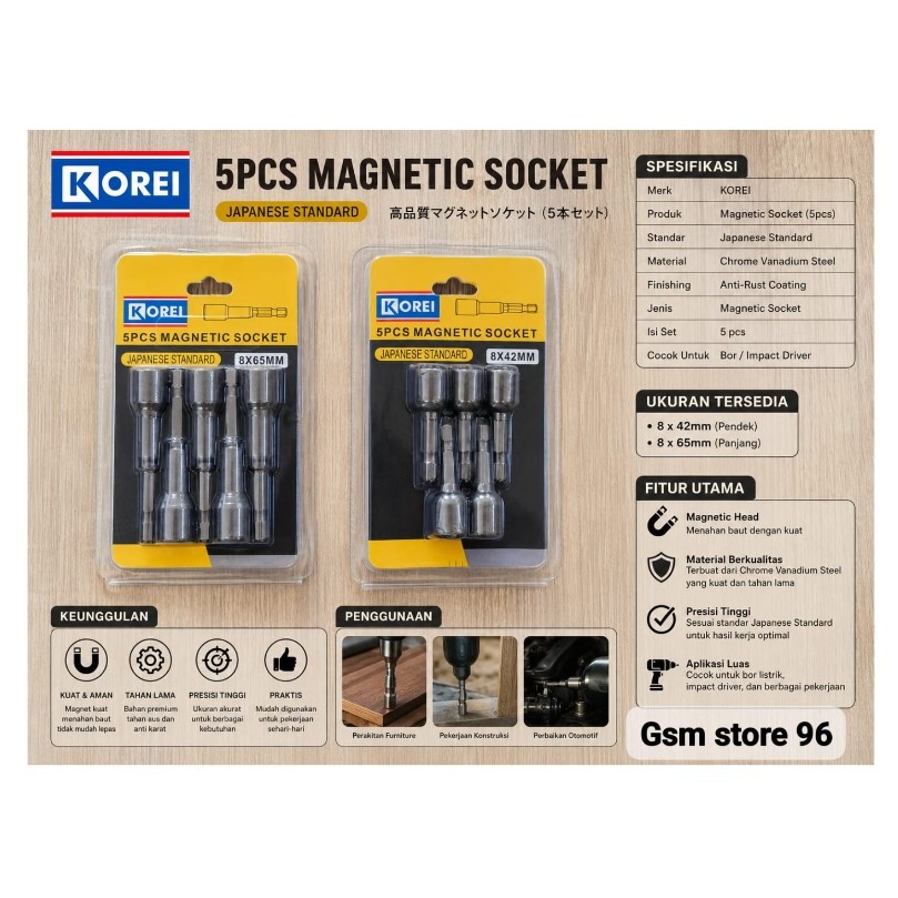 MAGNETIC SOCKET / SOCKET MAGNET / ROOFING MAGNETIC / MATA ROOFING 5pcs