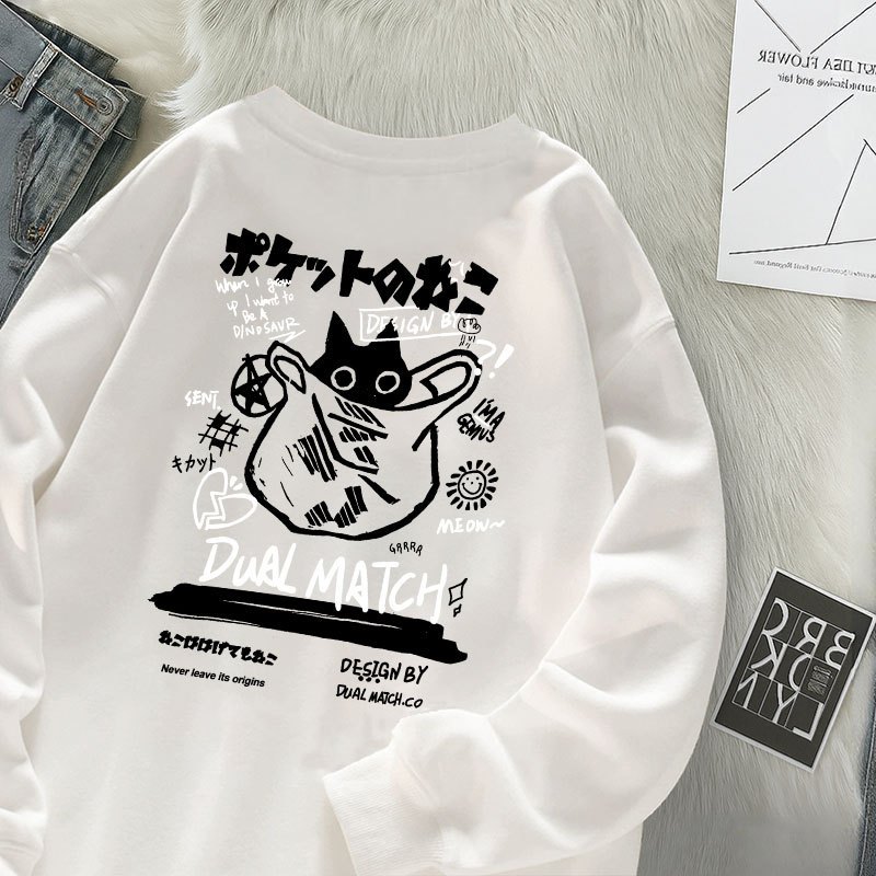 Oversize Style - Sweater  Korea | Pola Kucing Lucu | Oversize dan Nyaman |  Cotton