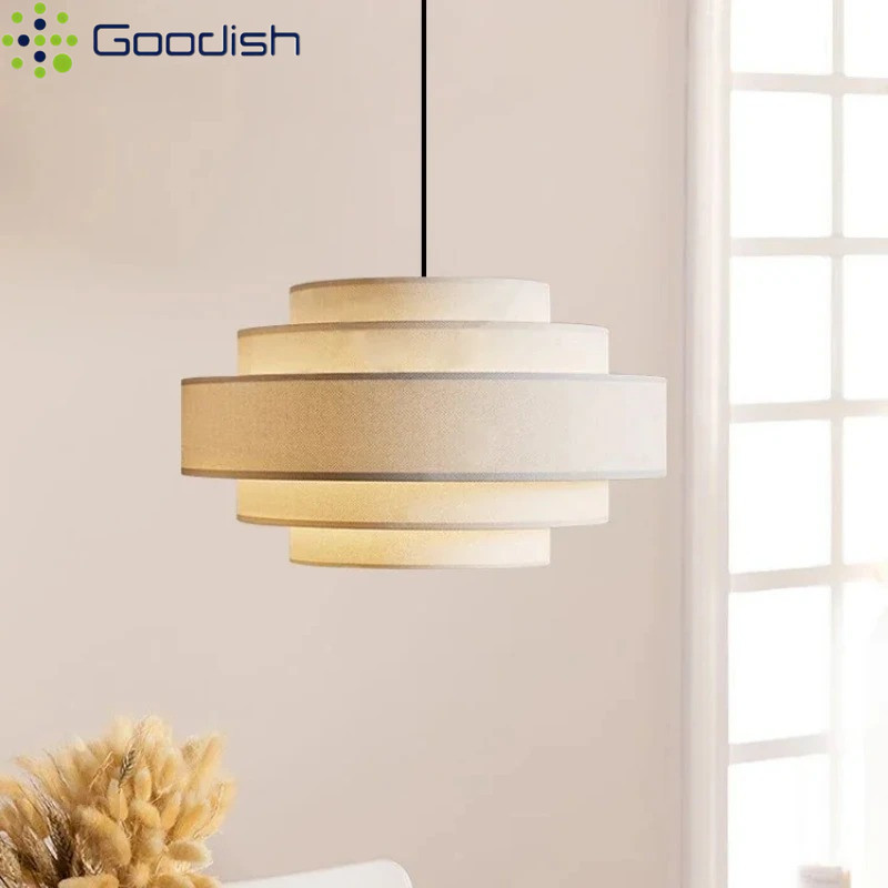 Lampu Gantung Kain Putih Gaya Nordik Lampu Gantung LED untuk Ruang Tamu Ruang Makan dan Kafe Rumah.