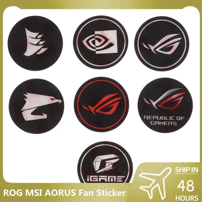 PC Case Host Fan Sticker ROG MSI AORUS Label Gold-plated Cooling Fan Stick assis Sticker GPU Decorat