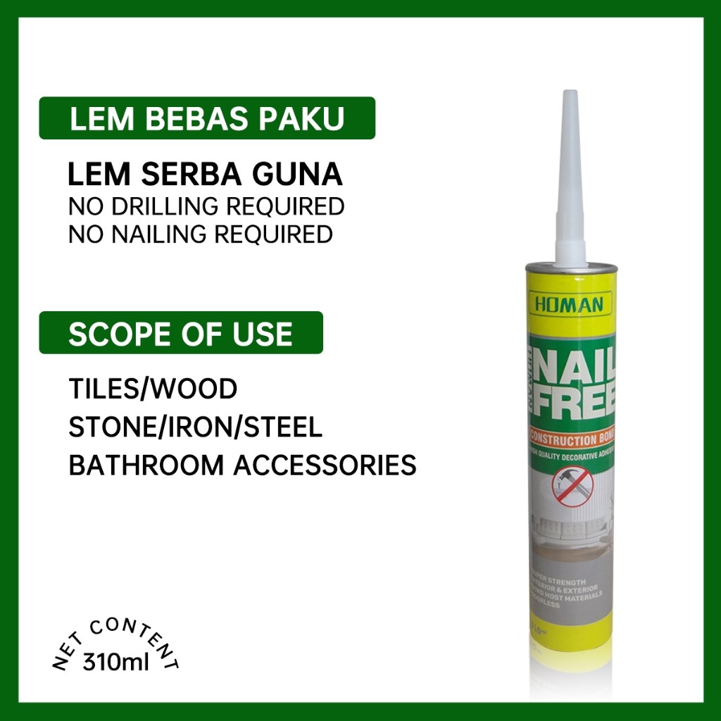 CAMZONE - Lem Pengganti Paku Tembok Nail Free Glue Nail Free Glue Lem Baut Lem Super Kuat Lem Paku L