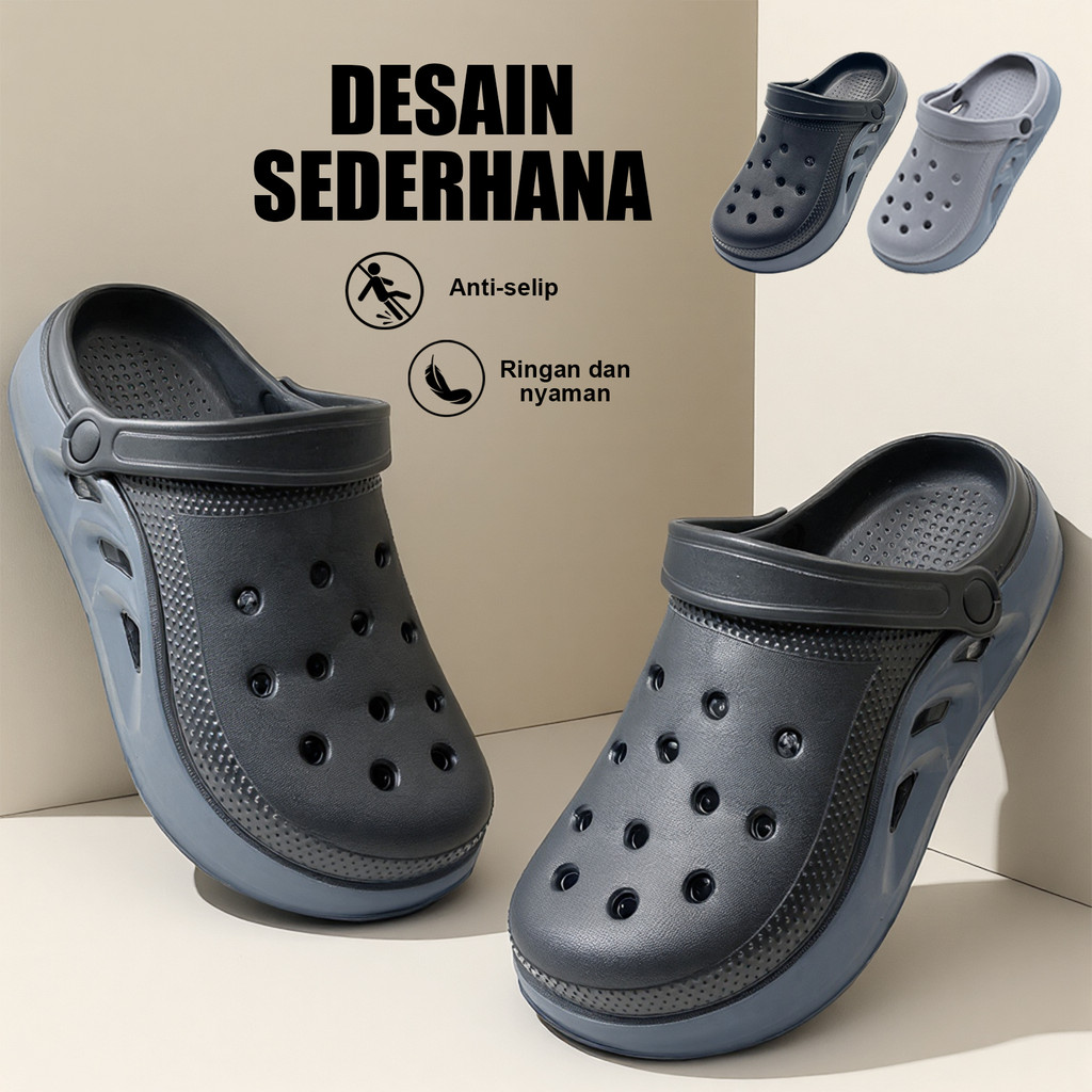 Inkayni Sandal Baim Sandal Pria Slop Full Karet Sandal Slip on Pria Casual  Anti Slip Sepatu Sandal 