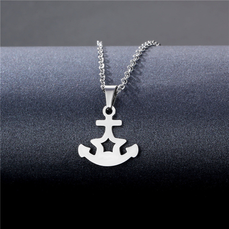 Wanita liontin baja titanium, jangkar kapal kalung stainless steel kalung perhiasan grosir