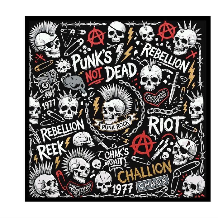 One H-Bandana Punk Rock Classic - Motif Tengkorak, Riot Anarchy slayer scraft aksesoris pashion