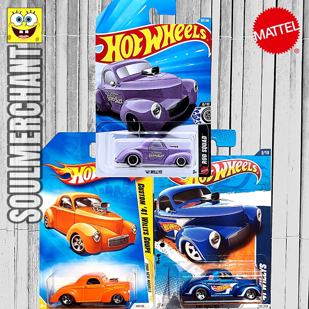 Hotwheels Custom 41 Willys Coupe Orange Biru Mainan Diecast Mobil Classic